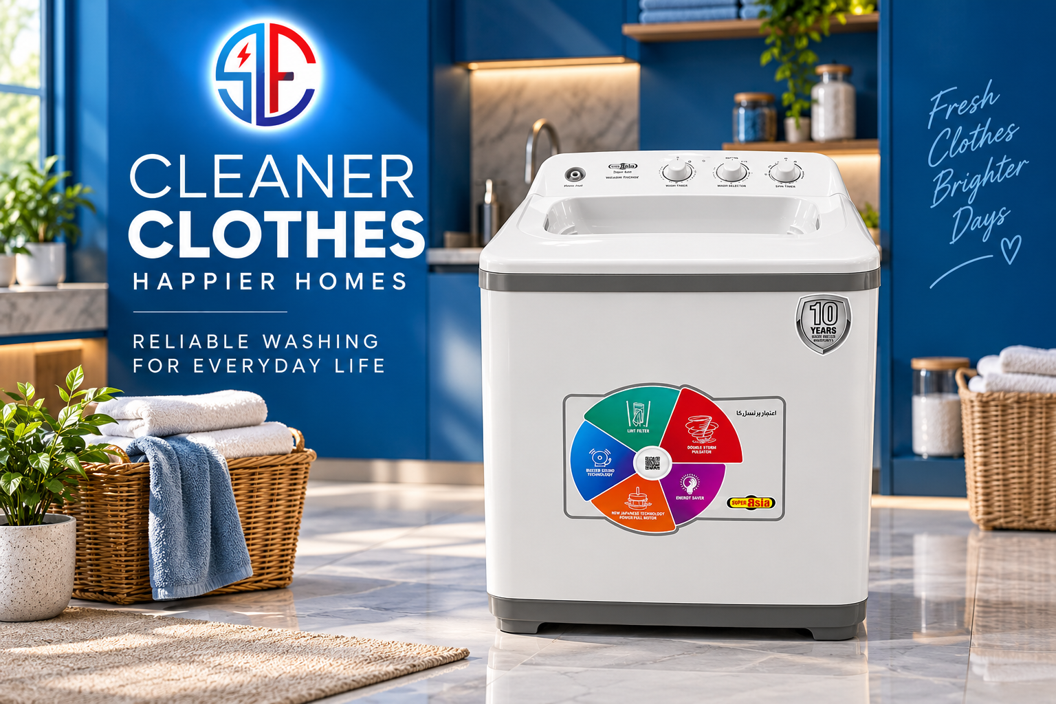 Super Asia Automatic Washing Machine – Powerful Washing & Energy Saving