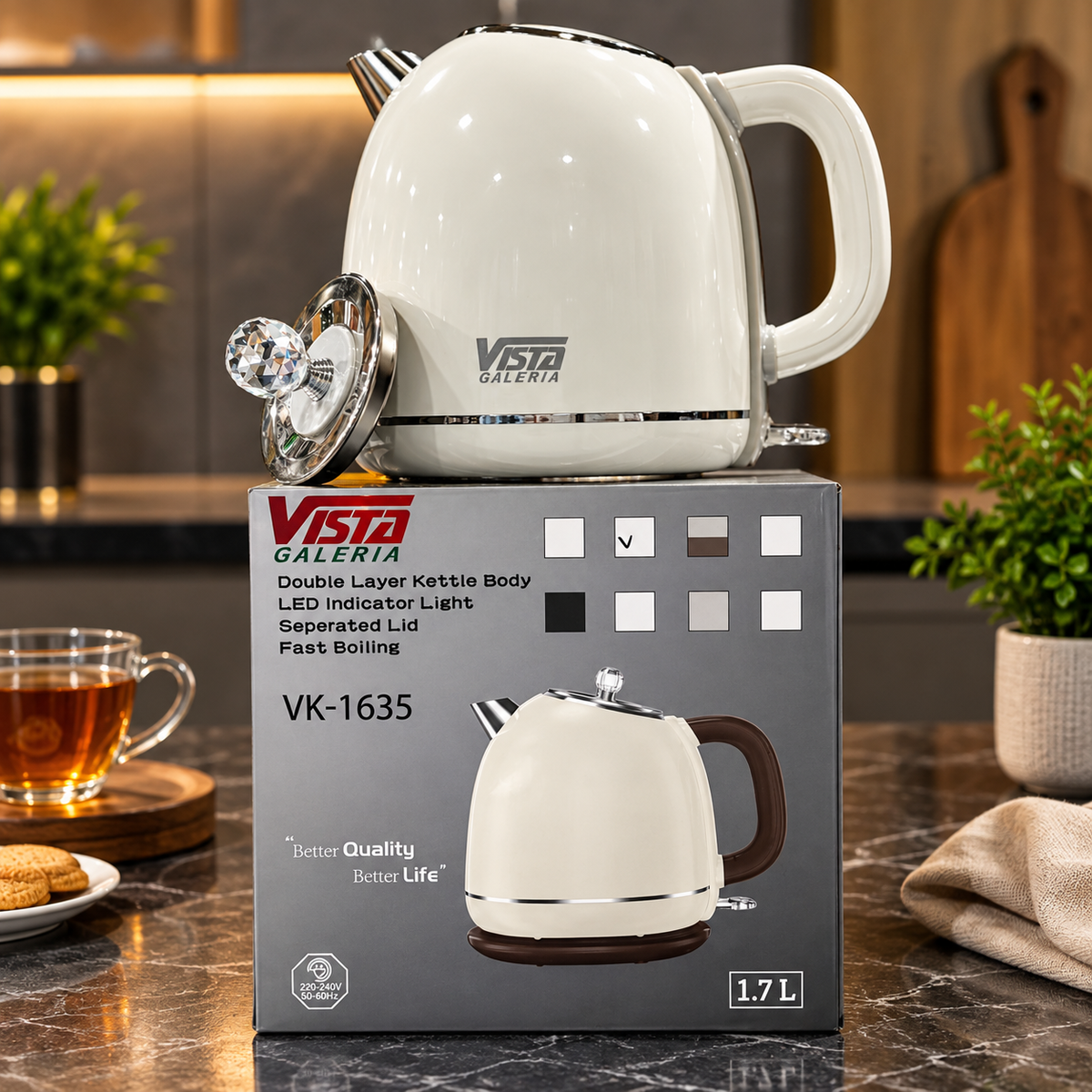 VISTA GALERIA Electric Kettle 1.7L – Fast Boiling