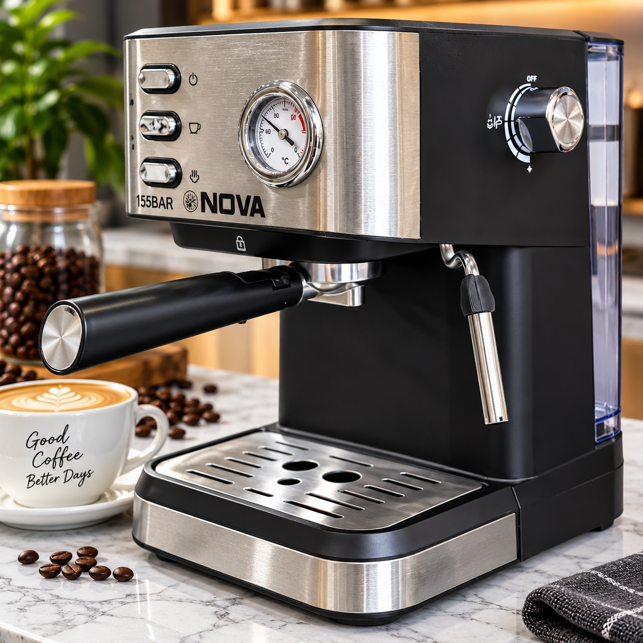 Nova Espresso Coffee Machine – Steam & Milk Frothing Maker