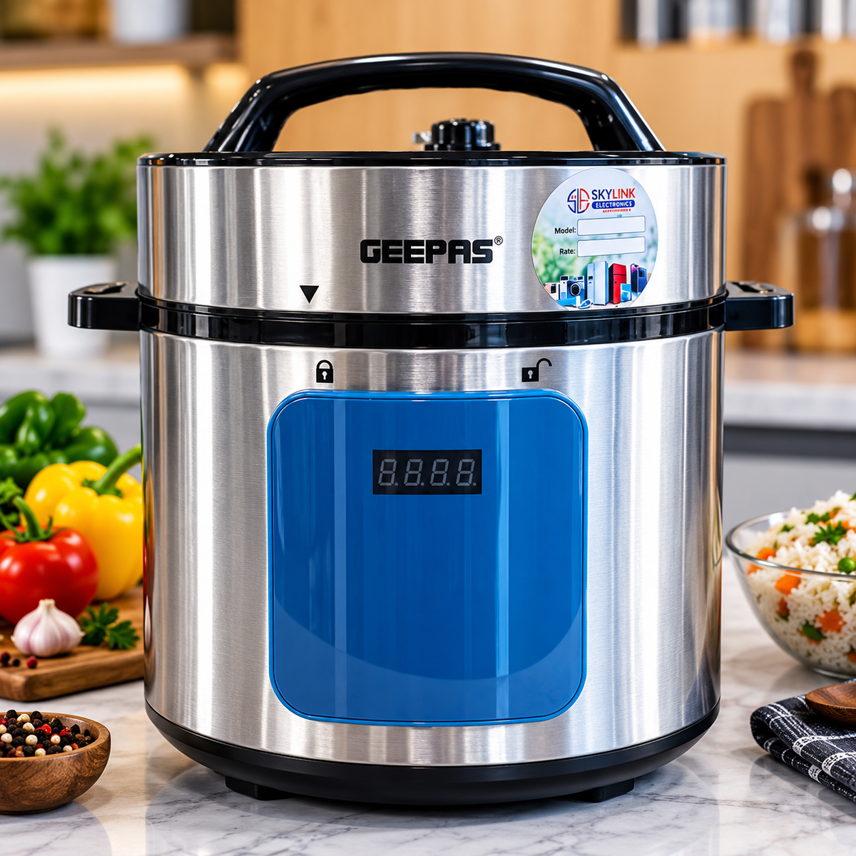 Geepas Electric Rice Cooker – Stainless Steel Multi-Function Cooker