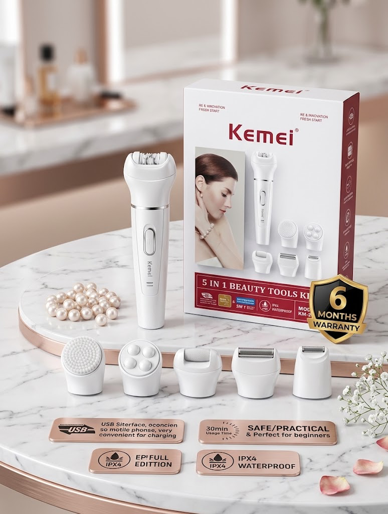 Kemei 5-in-1 Epilator & Beauty Care Kit