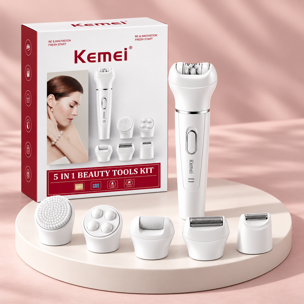 Kemei 5-in-1 Epilator & Beauty Care Kit