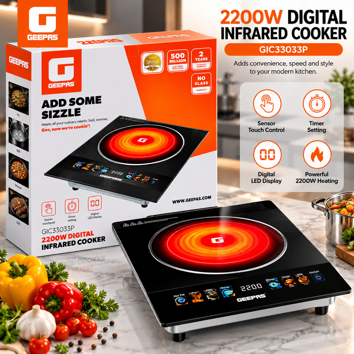 Geepas GIC33033P Digital Infrared Cooker.