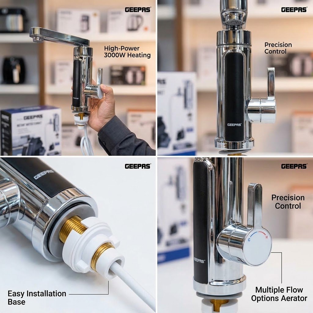 Geepas Instant Electric Water Faucet Tap (Model: GWF61222P)