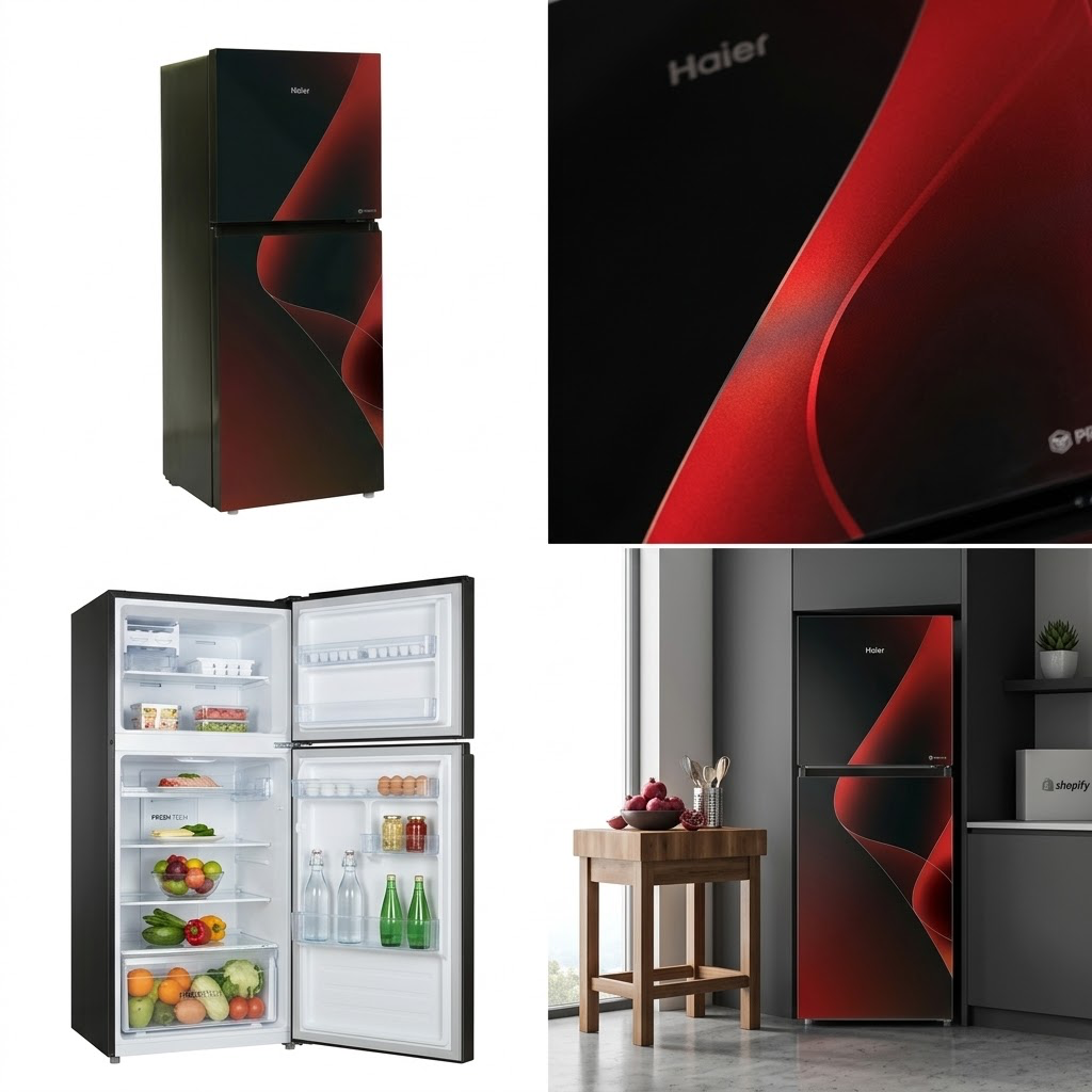 Haier HRF-246 IPRA Smart Inverter Refrigerator (Red Glass/GreenFinish)