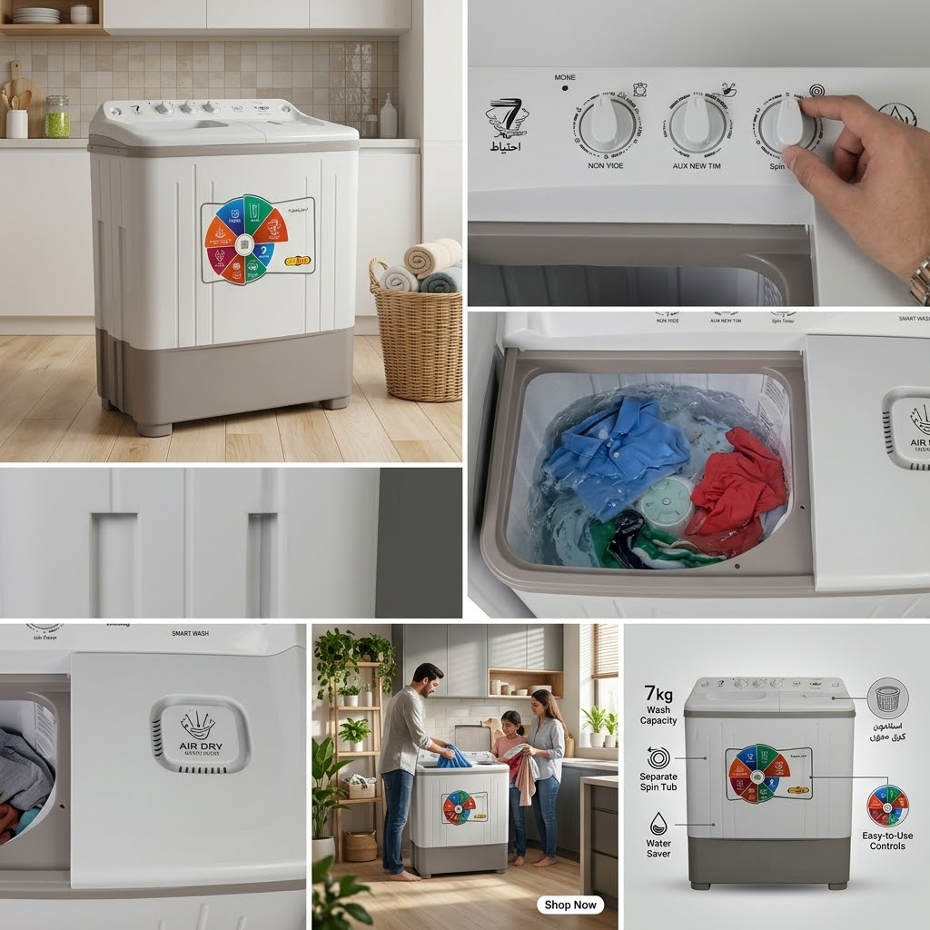 Super Asia SA-241 Smart Wash Twin Tub Washing Machine (7 KG)