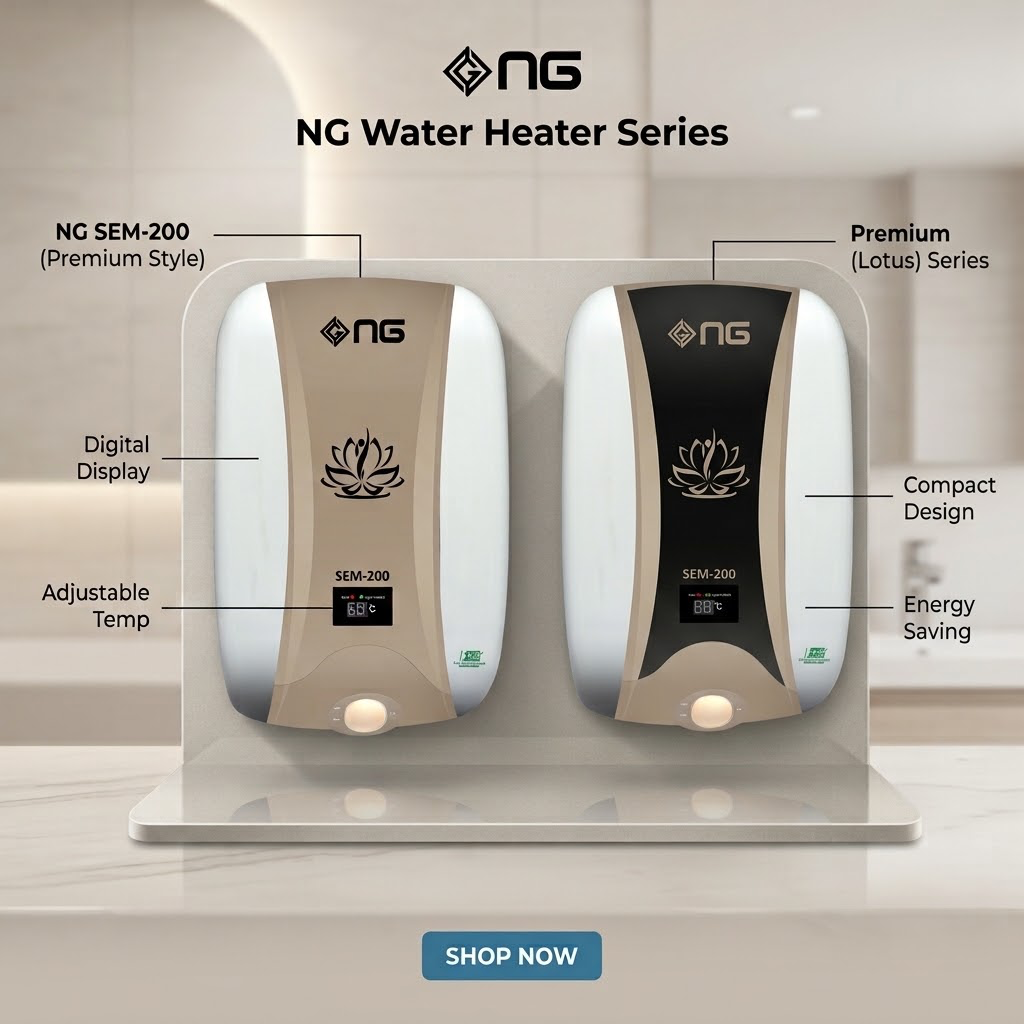 NG SEM-200 Semi-Instant Water Heater – Smart, Fast &amp,Premium Heating