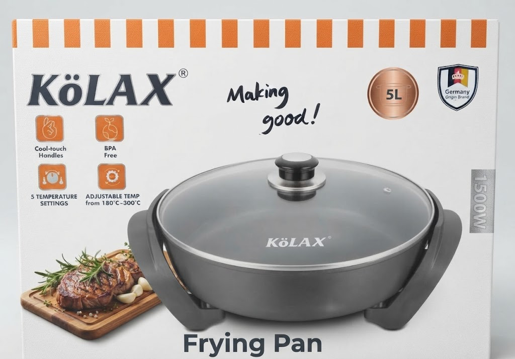 KÖLAX 5L Electric Frying Pan (1500W) - German Quality &amp; Precision Cooking