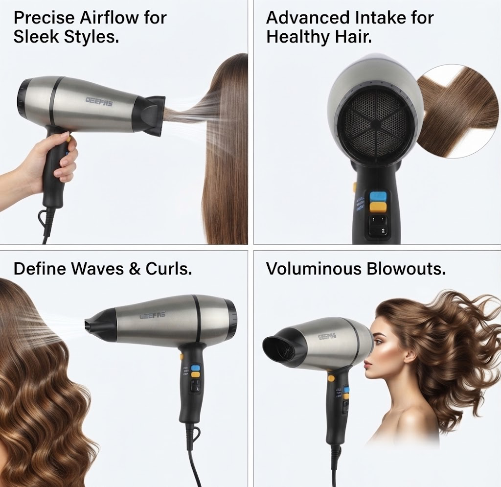 Geepas Professional 2000W Hair Dryer &amp; Styling Kit
