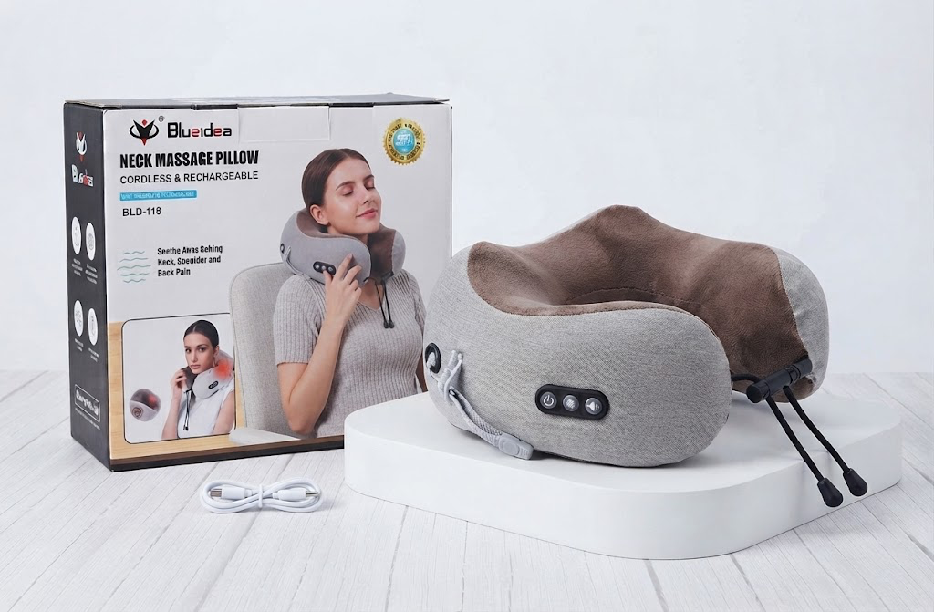 Electric Neck Massage Pillow – Memory Foam &amp; Vibration Relaxation