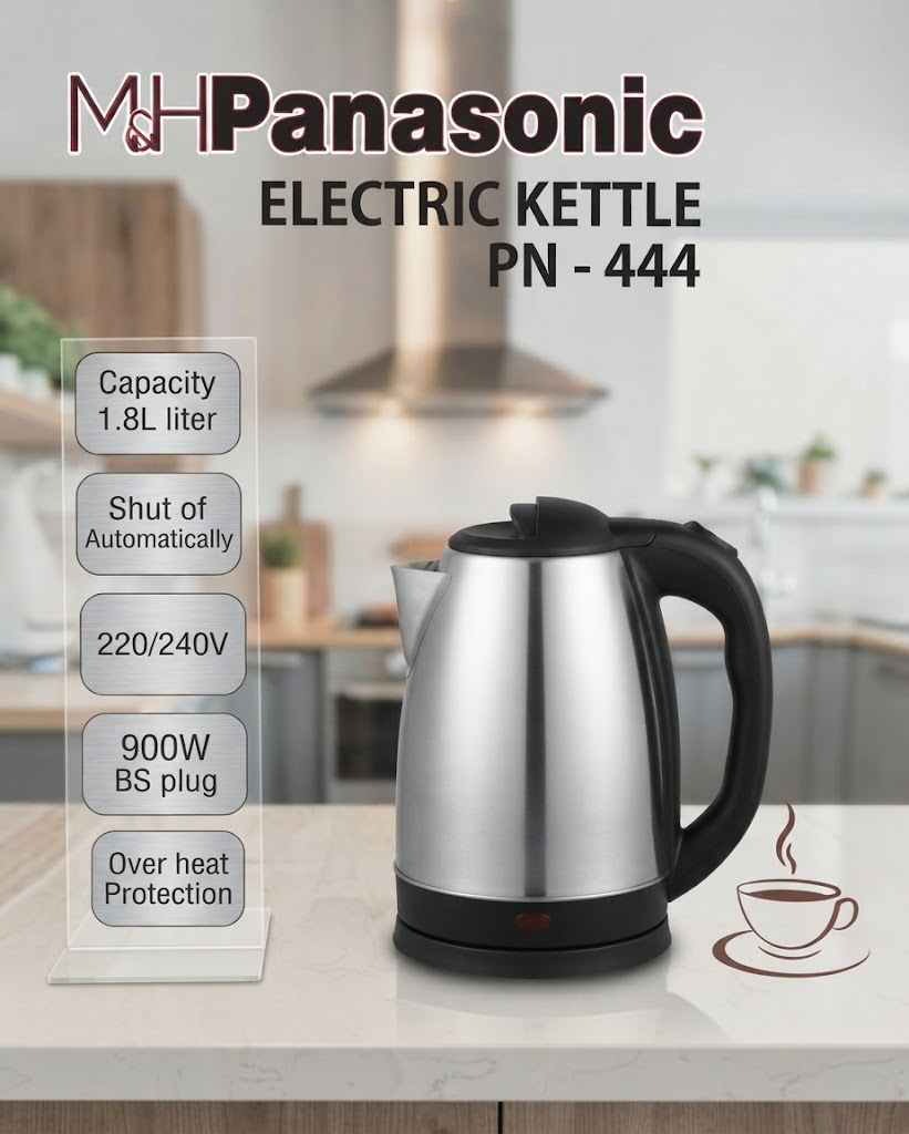 MH Panasonic 1.8L Stainless Steel Electric Kettle (PN-444)