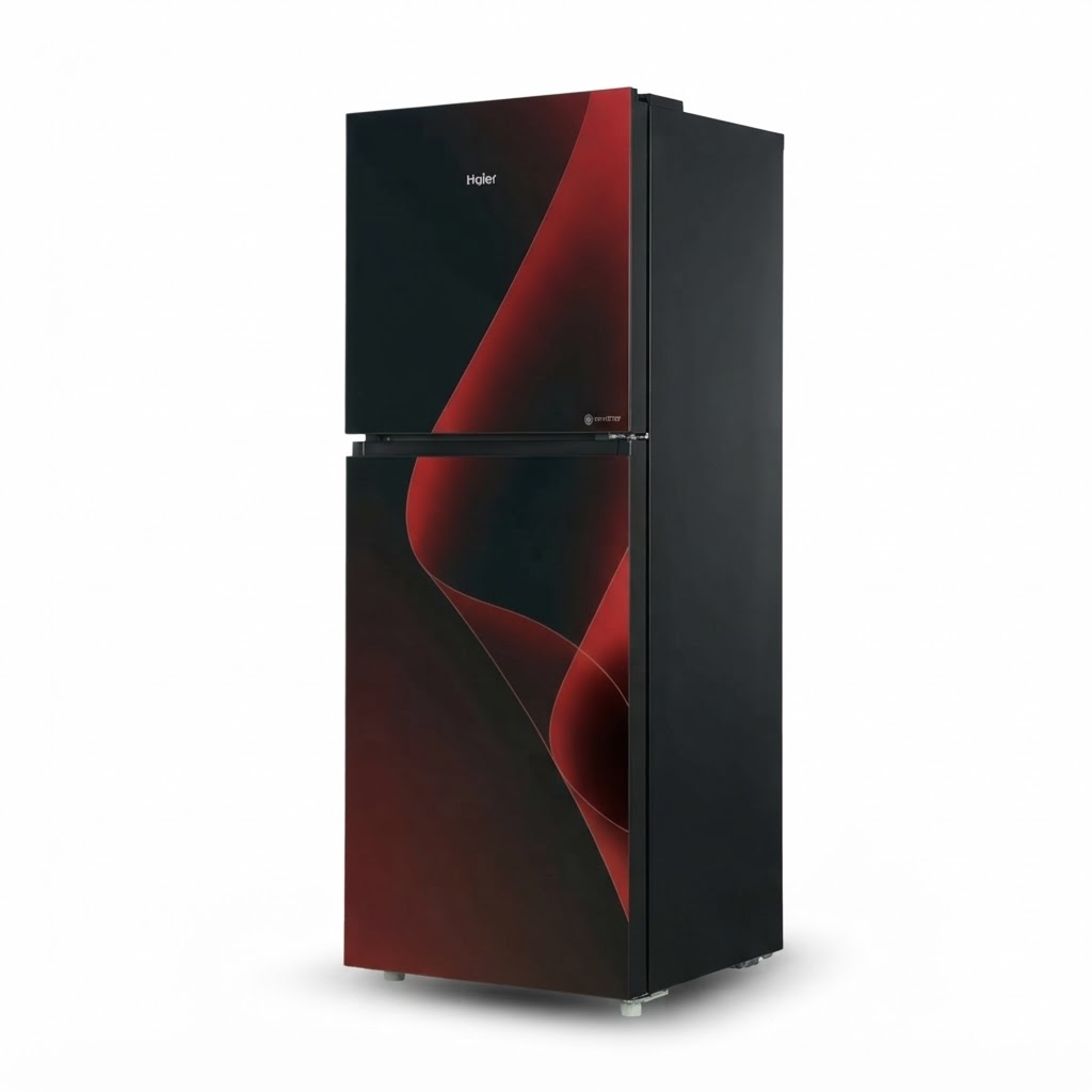 Haier 346 IPRA Smart Inverter Refrigerator — Red Glass Door (12 Cubic Feet)