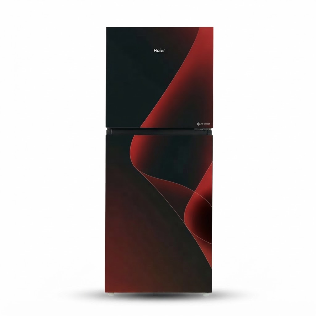 Haier 346 IPRA Smart Inverter Refrigerator — Red Glass Door (12 Cubic Feet)