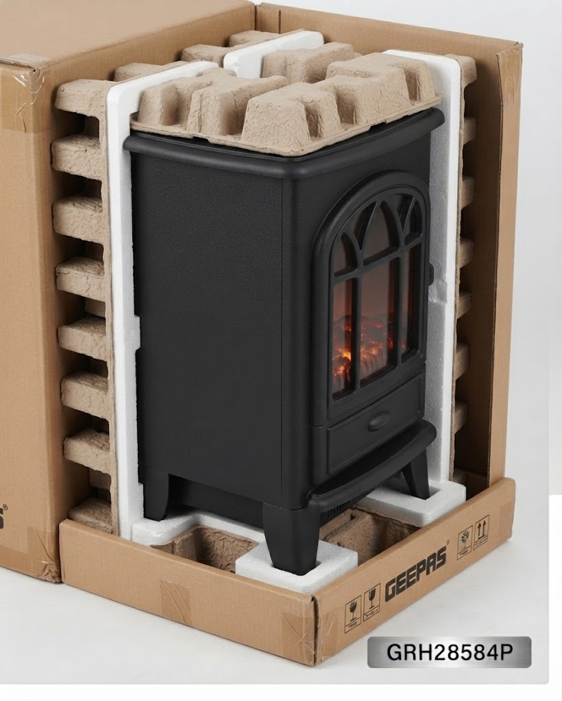 Geepas Freestanding Electric Fireplace Heater (Model: GRH28584P)