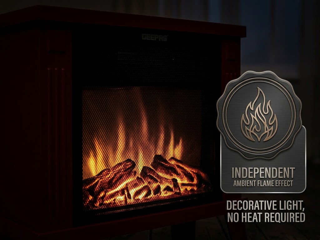 🔥 Geepas GFH9556P Electric Fireplace Fan Heater – Red