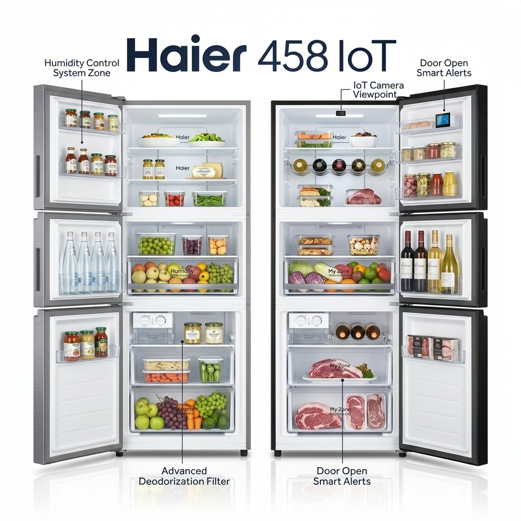 Haier 458 IoT Inverter Refrigerator – Smart Cooling, Modern Living