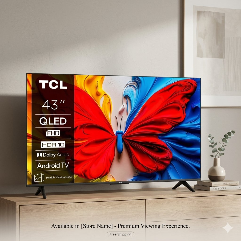 TCL 43" S51K QLED Smart Google TV – Ultra-Slim Bezel Design