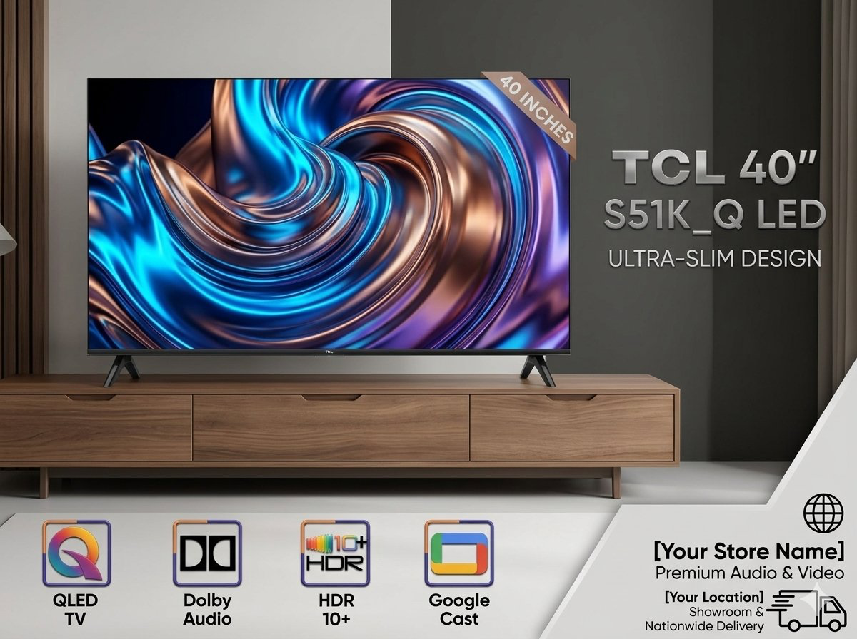 TCL 40" S51K QLED Smart Google TV – Ultra-Slim Bezel Design