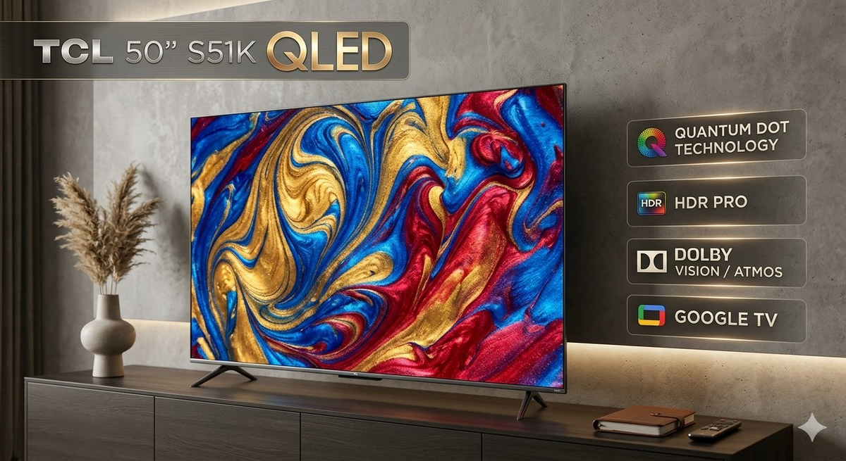 TCL 50" S51K QLED Smart Google TV – Ultra-Slim Bezel Design