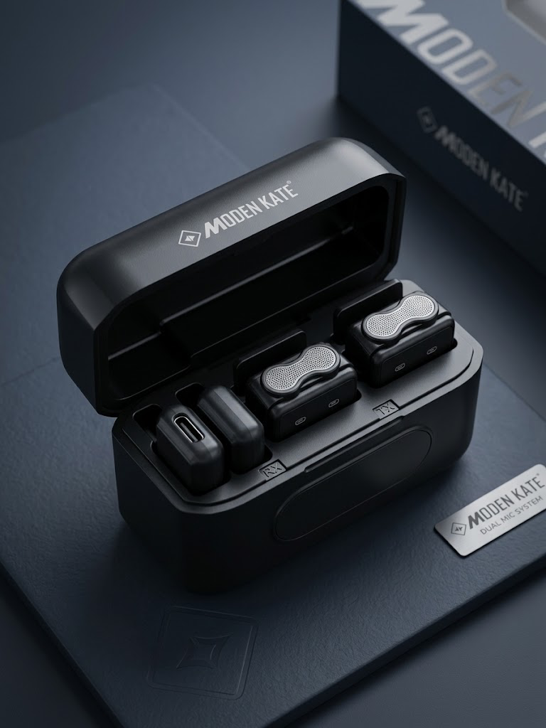 MODEN KATE Dual Wireless Microphone System with Smart Charging Case (Model: MK-100)