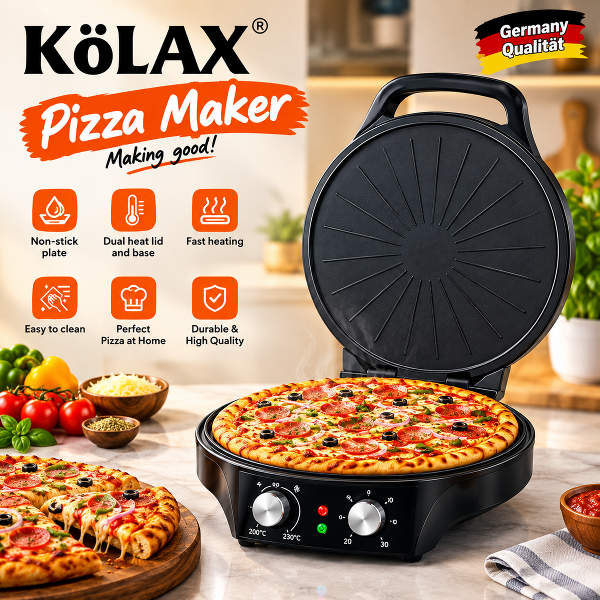 KÖLAX Pizza Maker – 12" / 30cm Electric Pizza Oven