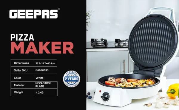 Geepas GPM2035N Pizza Maker – 32cm Non-Stick Baking Grill