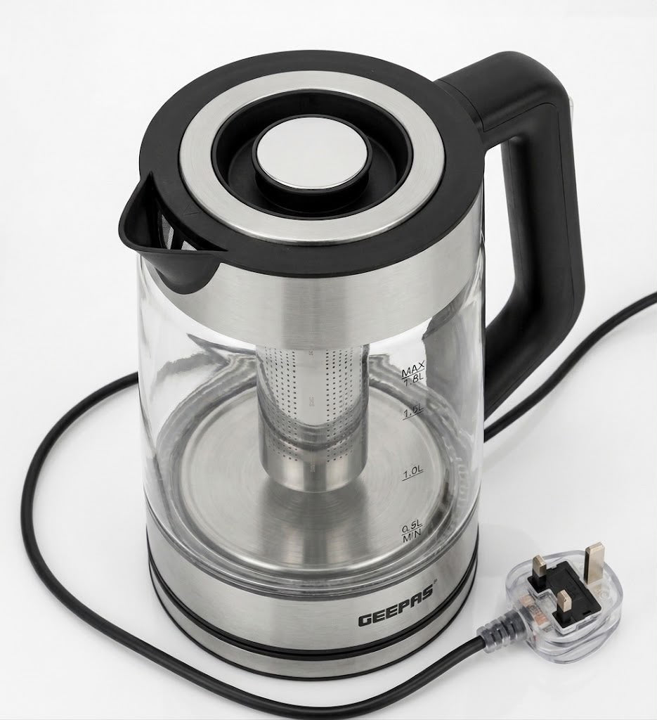 Geepas 1.7L Electric Glass Kettle – Large Capacity Fast Boiling