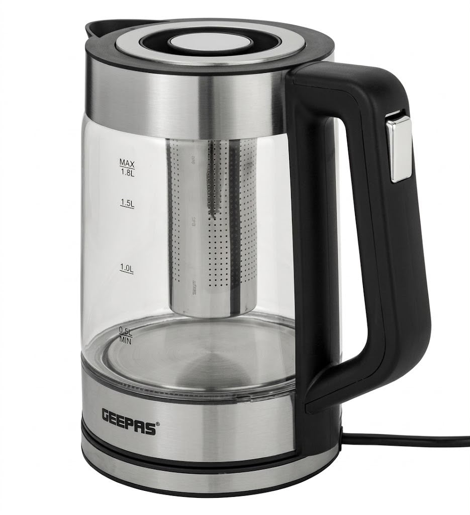 Geepas 1.7L Electric Glass Kettle – Large Capacity Fast Boiling